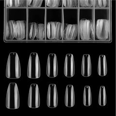 100 Pcs Artificial Nails Square Shape Transparent Color - Acrylic Nail Mold Artificial Nail Tip Box - Nails For Girls Beautiful Fancy - Transparent & Natural Falsee Nails MJS Deals