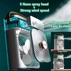 Portable Air Conditioner Fan Mini Evaporative Air Cooler with 7 Colors LED Light 1/2/3 H Timer 3 Wind Speeds and 3 Spray Modes MJS Deals