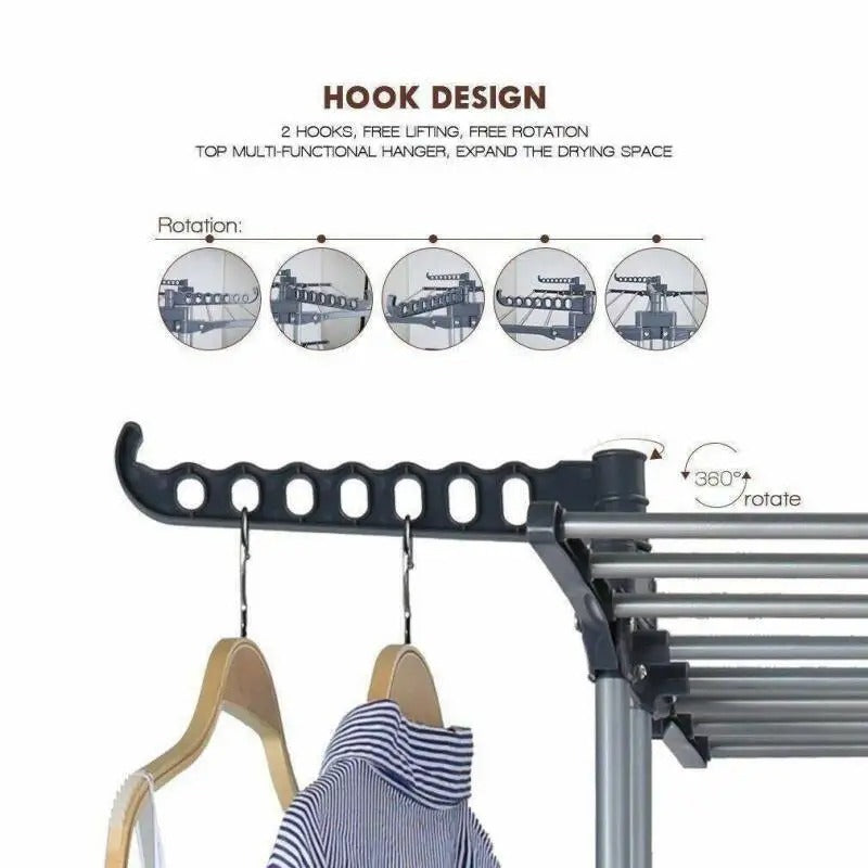 Home removable multilayer drying rack towel hanging rack floor folding telescopic drying rack MJS Deals