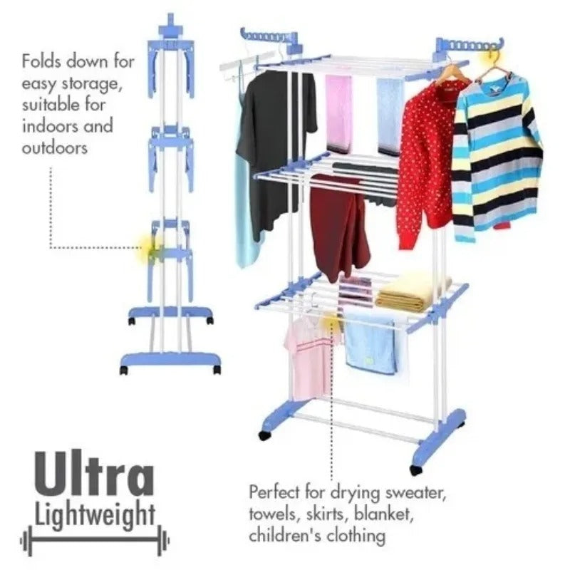 Home removable multilayer drying rack towel hanging rack floor folding telescopic drying rack MJS Deals