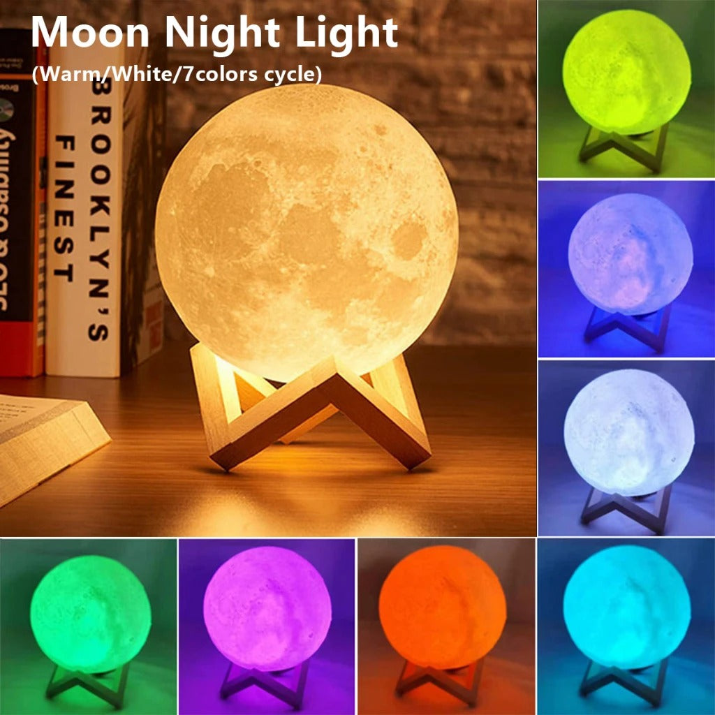 6CM x 8CM Moon Shape Night Light - Warm/Cool White LED Bedside Lamp with Multicolor Toggle Switch and Battery Power MJS Deals