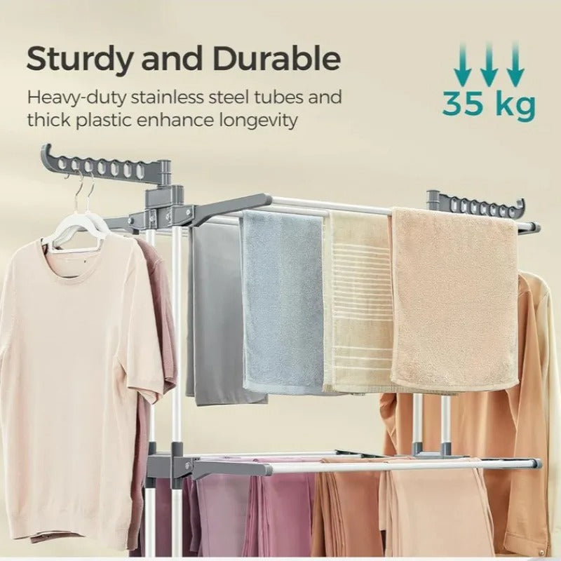 Home removable multilayer drying rack towel hanging rack floor folding telescopic drying rack MJS Deals