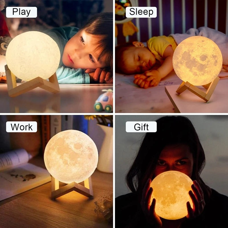 6CM x 8CM Moon Shape Night Light - Warm/Cool White LED Bedside Lamp with Multicolor Toggle Switch and Battery Power MJS Deals