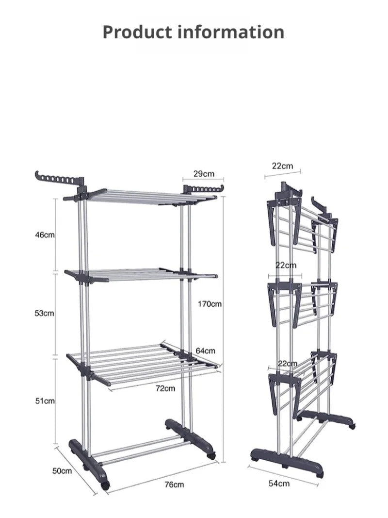 Home removable multilayer drying rack towel hanging rack floor folding telescopic drying rack MJS Deals